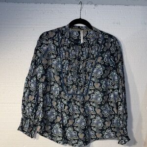Anthropologie Dark Blue Floral Blouse